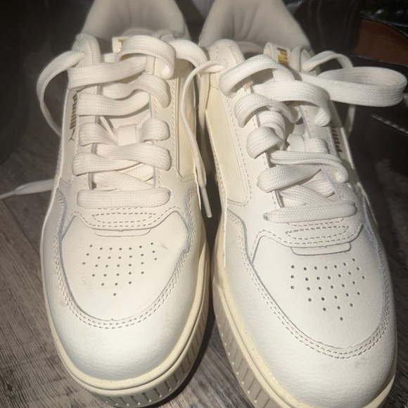 Puma Shoes - Puma Cream Lace-Up Sneakers